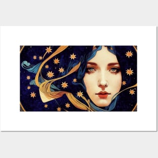 Goddess of The Stars, Art Nouveau, Vintage, Mucha, Gilded Age Posters and Art